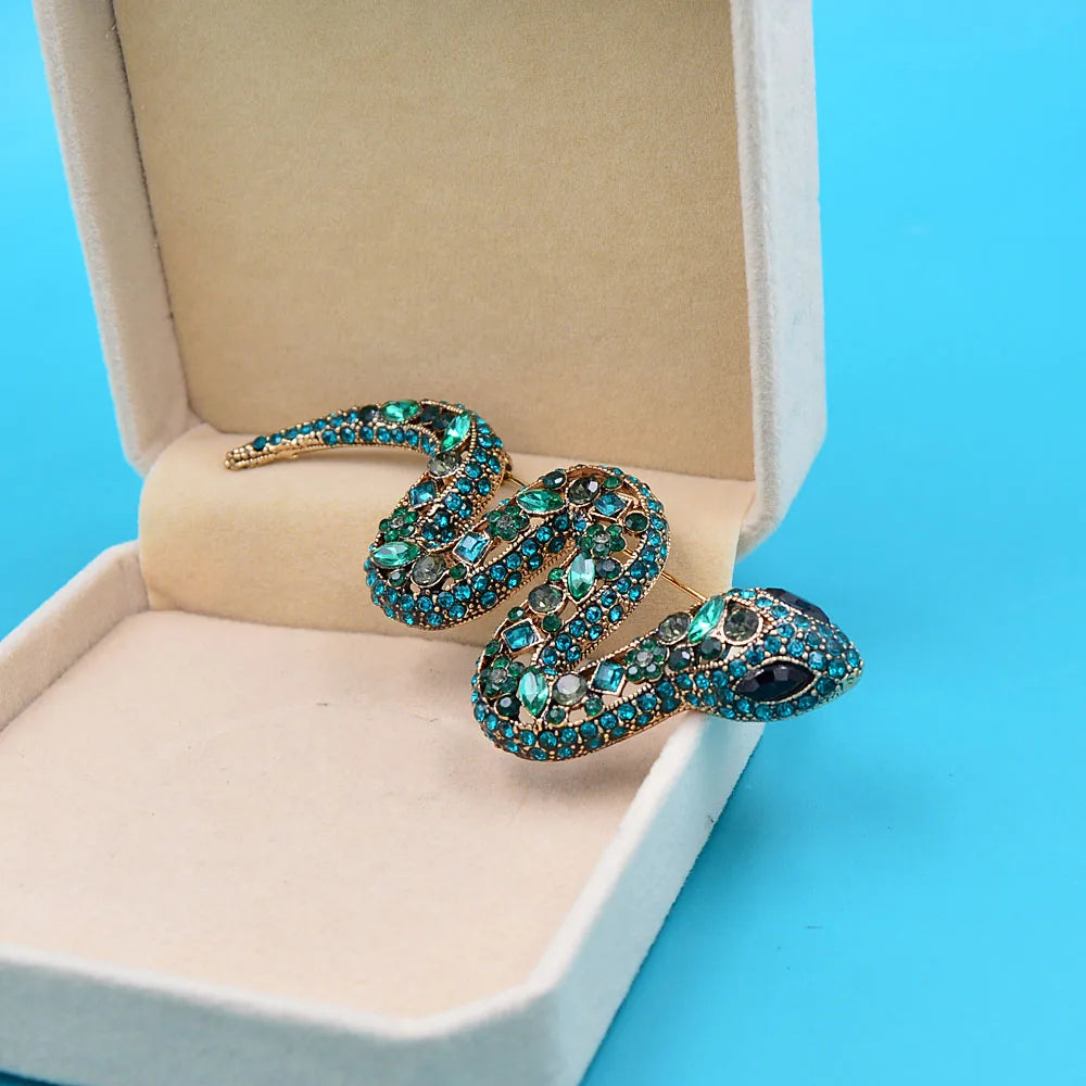 CINDY XIANG Rhinestone Large Snake Brooches For Women Vintage Animal Pin