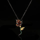 Arrival Rose Flower Filled Pendant Necklace Retro CZ Tungsten Necklace