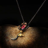 Arrival Rose Flower Filled Pendant Necklace Retro CZ Tungsten Necklace