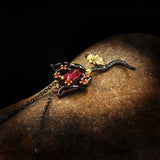 Arrival Rose Flower Filled Pendant Necklace Retro CZ Tungsten Necklace