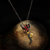 Arrival Rose Flower Filled Pendant Necklace Retro CZ Tungsten Necklace