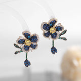 Flower Leaf Zircon Bridal Earrings for Women