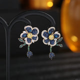 Flower Leaf Zircon Bridal Earrings for Women