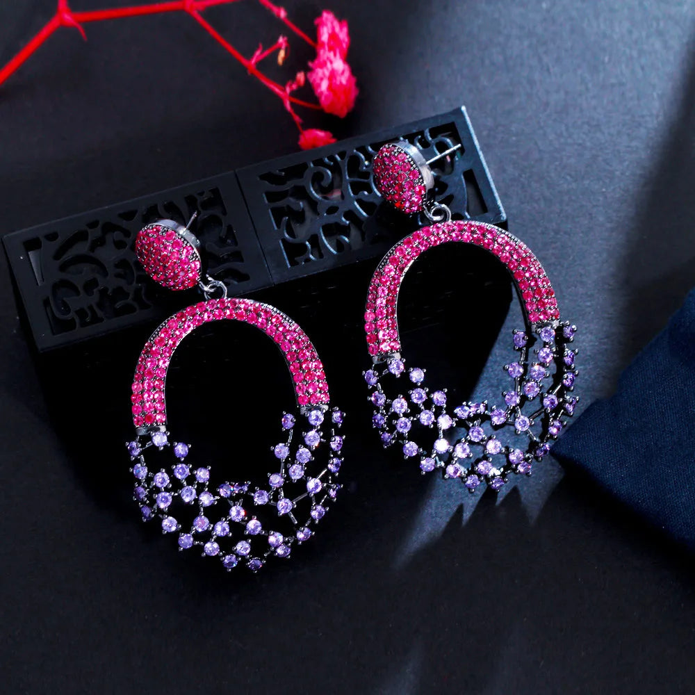 Geometric Zircon Wedding Drop Earrings