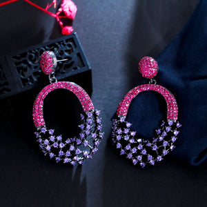 Geometric Zircon Wedding Drop Earrings