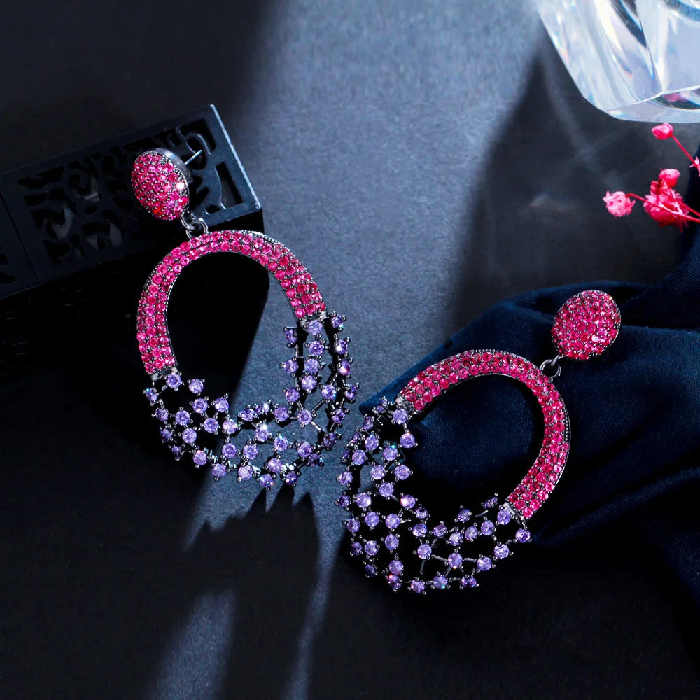 Geometric Zircon Wedding Drop Earrings