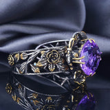 Purple Zircon Thai Silver Charm Bracelet Bangle