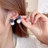 Freshwater Pearls Flower Earrings Zircon Crystal Vintage Jewelry