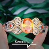 Silver Vintage Bracelet with Yellow Cubic Zirconia Charms