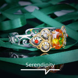 Silver Vintage Bracelet with Yellow Cubic Zirconia Charms