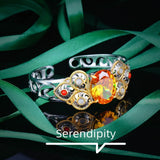 Silver Vintage Bracelet with Yellow Cubic Zirconia Charms