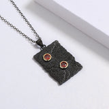 Vintage Tungsten Pendant Necklace with Red Crystal Choker