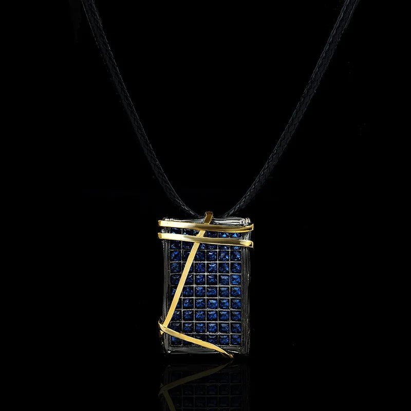 Sapphire Pendant 925 Silver Zircon Necklace Goth Accessories