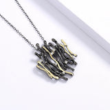Two Tone Hollow Pendant Necklace Choker Jewelry