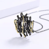 Two Tone Hollow Pendant Necklace Choker Jewelry
