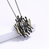 Two Tone Hollow Pendant Necklace Choker Jewelry