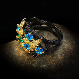 Bohemia Jewelry Flower Inlay Multicolor Zircon Ring
