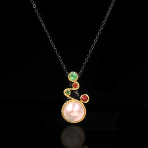 Bohemia Baroque Pearl Pendant Necklace Zircon Female Sweater Chain