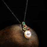 Bohemia Baroque Pearl Pendant Necklace Zircon Female Sweater Chain