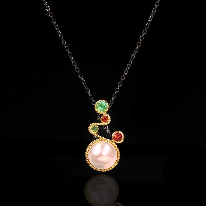 Bohemia Baroque Pearl Pendant Necklace Zircon Female Sweater Chain