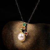 Bohemia Baroque Pearl Pendant Necklace Zircon Female Sweater Chain