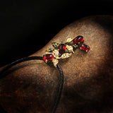 Bohemia Jewelry Vintage Branch Leaves Inlay CZ Pendant Women's Necklace