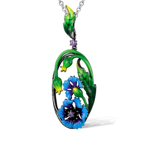 Bohemia Flower Vine Pendant Necklace Enamel Charm Necklaces for Women