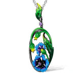 Bohemia Flower Vine Pendant Necklace Enamel Charm Necklaces for Women