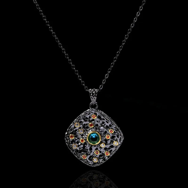 Bohemia Geometrical CZ Zircon Filled Pendant Necklace
