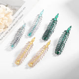 CZ Feather Drop Earrings Vintage Tassel Boho Wedding Jewelry