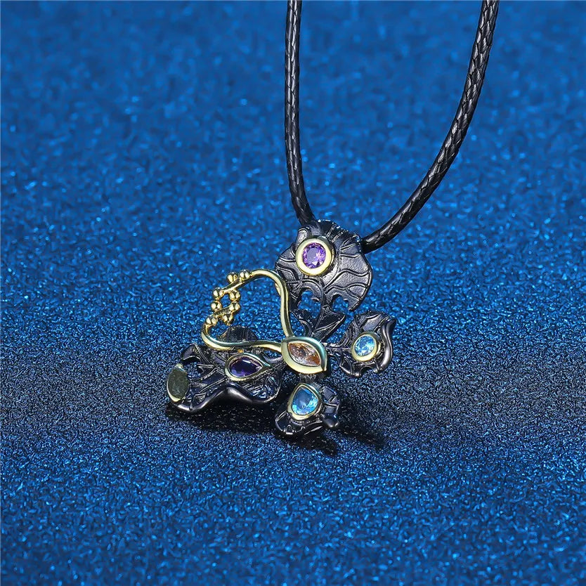 Butterfly Pendant Necklace Vintage Shining Zircon Filled Accessories