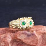 Natural Chalcedony Owl Ring Vintage Party Jewelry