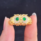 Natural Chalcedony Owl Ring Vintage Party Jewelry