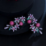 Unique Fruit Flower Earrings 925 Silver CZ Dangler Jewelry