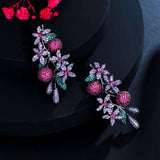 Unique Fruit Flower Earrings 925 Silver CZ Dangler Jewelry