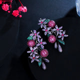 Unique Fruit Flower Earrings 925 Silver CZ Dangler Jewelry