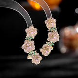 Vintage Rose Flower Zircon Stone Earrings for Party