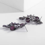 Vintage Rose Flower Zircon Stone Earrings for Party