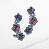 Vintage Rose Flower Zircon Stone Earrings for Party