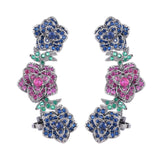 Vintage Rose Flower Zircon Stone Earrings for Party