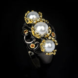 Exaggerated Baroque Pearl Wedding Rings for Women