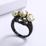 Exaggerated Baroque Pearl Wedding Rings for Women