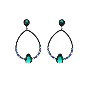 Green CZ Water Drop Earrings Vintage Jewelry