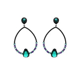 Green CZ Water Drop Earrings Vintage Jewelry