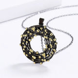 Circle Pendant Necklace Two Tone Charms Necklaces Choker Jewelry