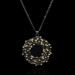 Circle Pendant Necklace Two Tone Charms Necklaces Choker Jewelry