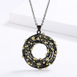 Circle Pendant Necklace Two Tone Charms Necklaces Choker Jewelry