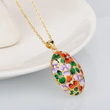 Red Enamel Leaves CZ Pendant Necklace with Chain