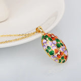 Red Enamel Leaves CZ Pendant Necklace with Chain