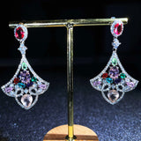 Ethnic Crystal Dangle Earrings Bling Zirconia Jewelry Gift